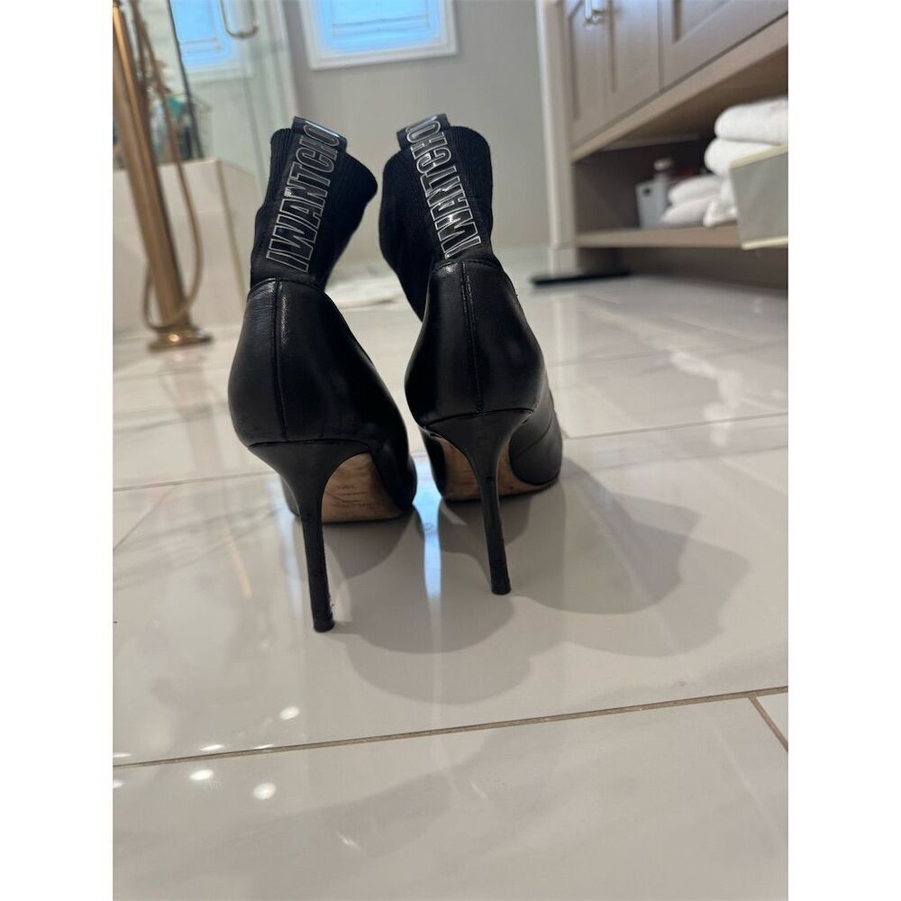 Jimmy Choo Women's Black Leather Ankle Boots Size 39.5 Stiletto Heel - Picture 3 of 6